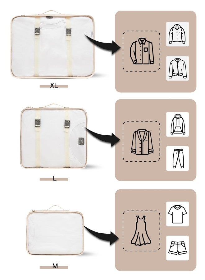 TRAILKICKER 9 Set Packing Cubes for Carry on Suitcase Travel Organizer Bags for Luggage Suitcase Organizer Bags Packing Cube Set for Packing Women Men (Beige) - Image 5